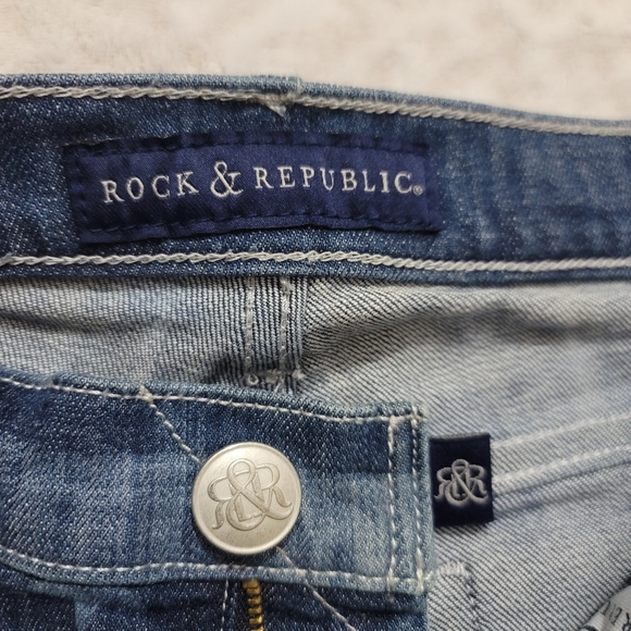 Rock & Republic Lolita Freedom Rock Stars Stripes Denim Jean Shorts Size 6 - Picture 8 of 14